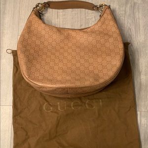 Amazing large Gucci tan leather embossed Gs hobo!